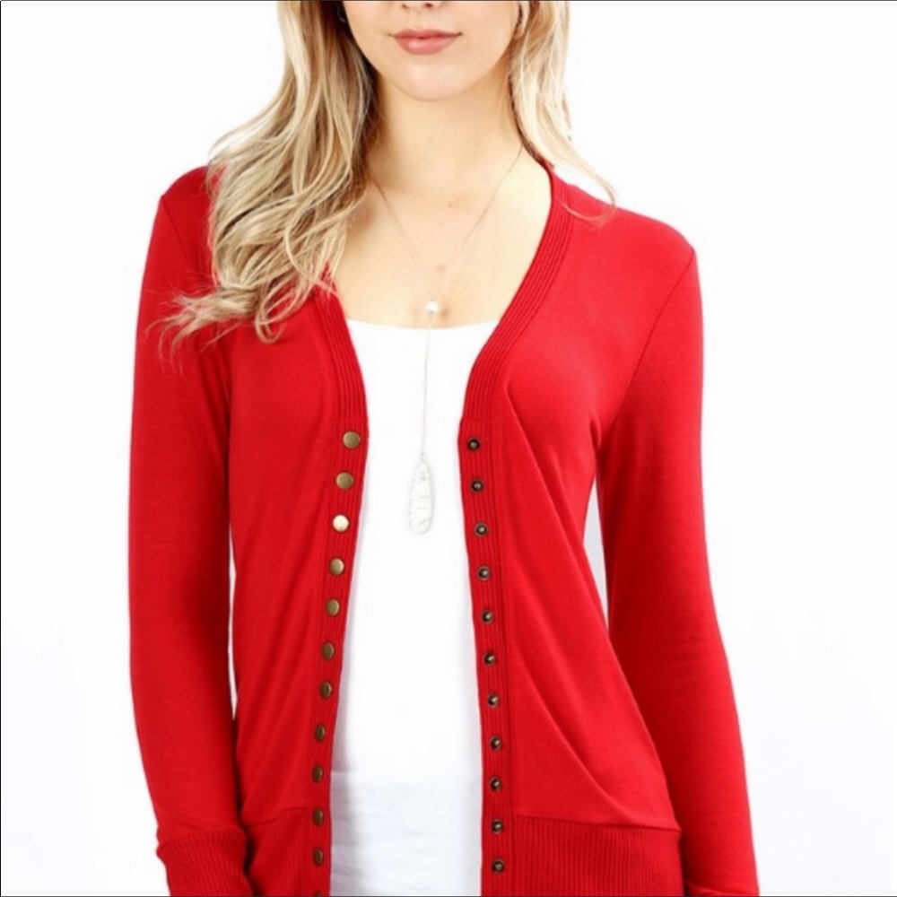 Olive Snap Button Long Sleeve Cardigan - Picture 7 of 8